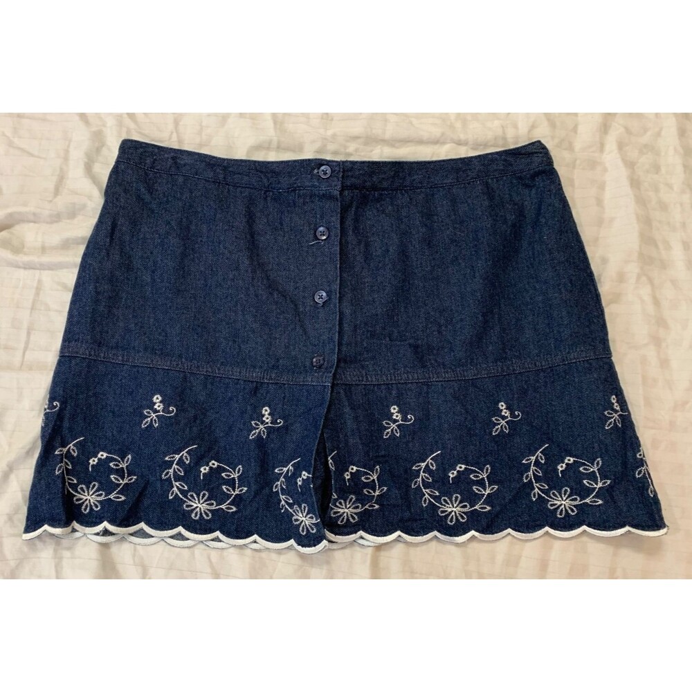 ELLEMENNO WOMENS EMBROIDERED SKIRT SKORT WITH BUILT SHORTS SIZE 11